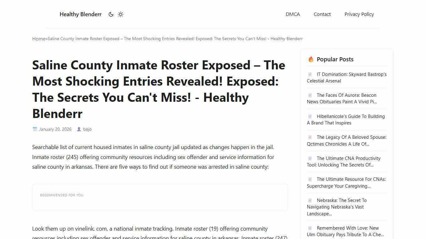Saline County Inmate Roster Exposed – The Most Shocking Entries Revealed! Exposed: The Secrets You Can't Miss! - Healthy Blenderr
